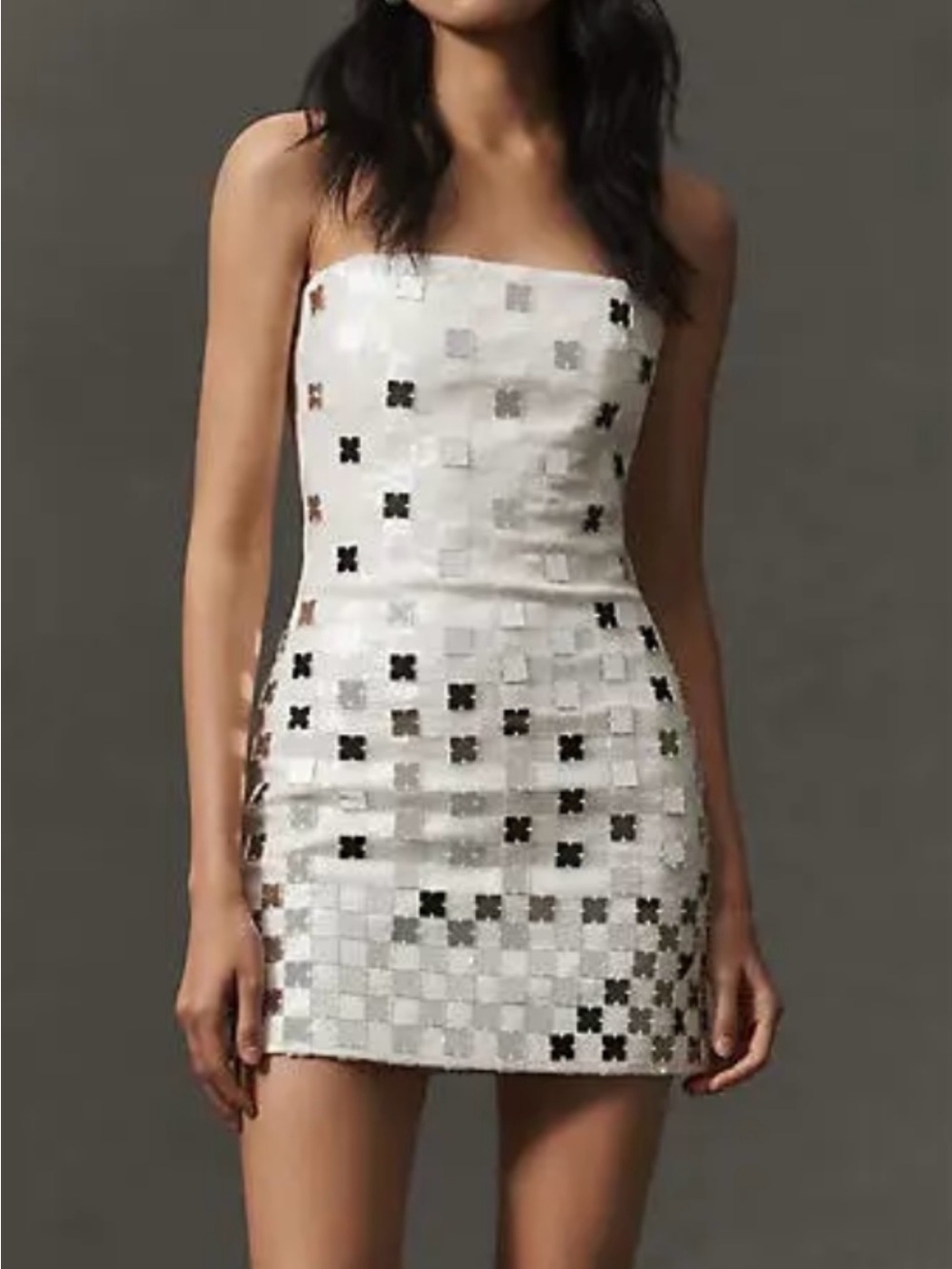 ILA Vivian Strapless Hand Stitched Mirror Sequin Mini Dress